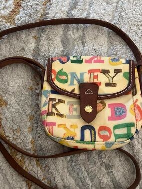 Dooney & Bourke Multicolor Alphabet Crossbody with Brown Trim Vintage